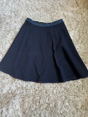 Theory Textured Navy A-Line Skirt with stretch Waistband